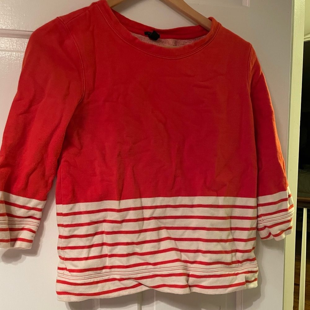 JCrew Casual Orange striped sweatshirt